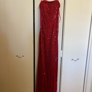 Elegant Red Sequin Prom Dress